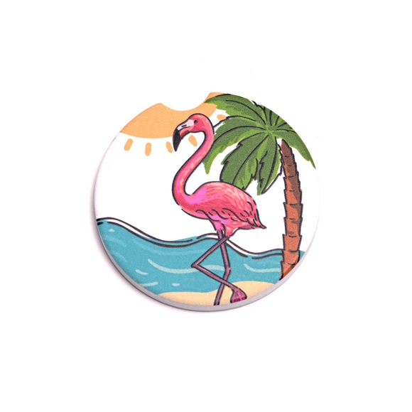 Car Coasters Flamingo Sunshine Set Of 2 - Picture 3 of 7